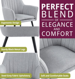 Hallowood Furniture Cullompton Large Dining Table 120Cm, Live Edge Effect Top,  With 4 Steel Grey Fabric Arm Chairs - thumbnail 5