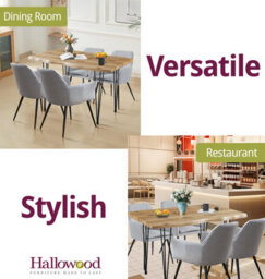 Hallowood Furniture Cullompton Large Dining Table 120Cm, Live Edge Effect Top,  With 4 Steel Grey Fabric Arm Chairs - thumbnail 6