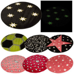 Urbn-Living Urbnliving 100Cm Glow Dark Rug Round Circle Kids Plantation Mat Red - thumbnail 4