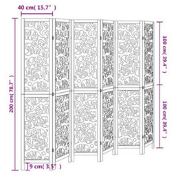 Vidaxl Room Divider 6 Panels White Solid Wood Paulownia - thumbnail 8