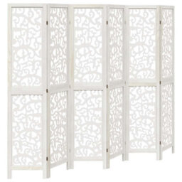 Vidaxl Room Divider 6 Panels White Solid Wood Paulownia - thumbnail 2