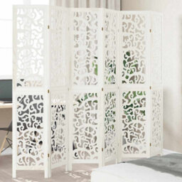 Vidaxl Room Divider 6 Panels White Solid Wood Paulownia - thumbnail 1