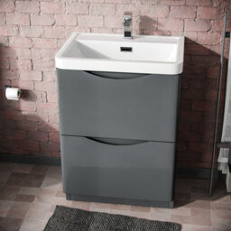 Nes Home Merton 600mm Freestanding Basin Vanity Unit Dark Grey - thumbnail 2
