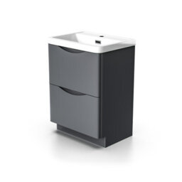 Nes Home Merton 600mm Freestanding Basin Vanity Unit Dark Grey - thumbnail 6