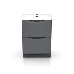 Nes Home Merton 600mm Freestanding Basin Vanity Unit Dark Grey - thumbnail 7