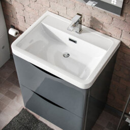 Nes Home Merton 600mm Freestanding Basin Vanity Unit Dark Grey - thumbnail 5
