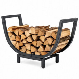 Firewood Storage Rack Black Metal Log Holder - thumbnail 1