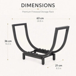 Firewood Storage Rack Black Metal Log Holder - thumbnail 2