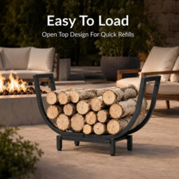 Firewood Storage Rack Black Metal Log Holder - thumbnail 5
