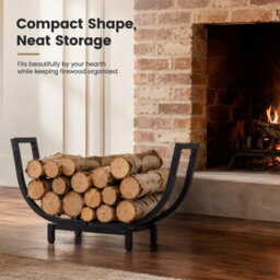 Firewood Storage Rack Black Metal Log Holder - thumbnail 3