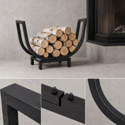 Firewood Storage Rack Black Metal Log Holder - thumbnail 4