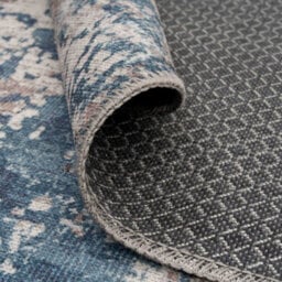 Loomed Blue Grey Distressed Abstract Washable Non Slip Rug 240X330Cm - thumbnail 7