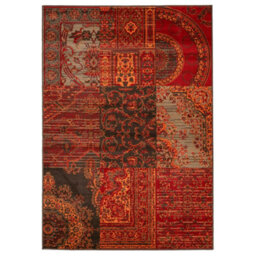 Loomed Red Brown Traditional Patchwork Living Room Rug 190X280Cm - thumbnail 6