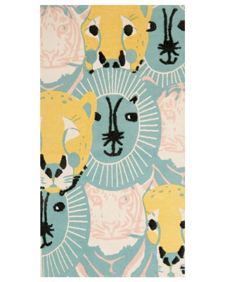 Wyld And Coco Kids Safari Rug 80 X 150 Cm Multicolour Low-Pile Playroom Rug - image 1