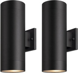 "2 Pack 10"" Modern Outdoor Porch Light, Matte Black Aluminum Wall Sconce With Tempered Glass, Waterproof" - thumbnail 1