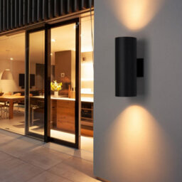 "2 Pack 10"" Modern Outdoor Porch Light, Matte Black Aluminum Wall Sconce With Tempered Glass, Waterproof" - thumbnail 5