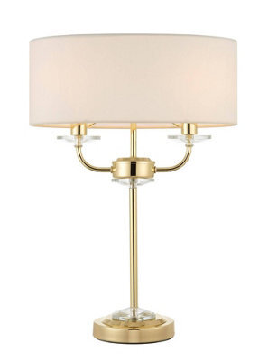 Luminosa Lighting Luminosa Nixon 2 Light Table Lamp Brass, Crystal Glass, E14