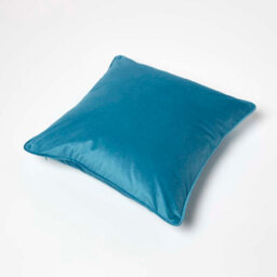 Homescapes Teal Filled Velvet Cushion With Piped Edge 46 X 46 Cm - thumbnail 5
