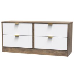 Nashville Ready Assembled Matt White & Oak 4 Drawer Wide Chest (H)521mm (W)1146mm (D)395mm - thumbnail 2