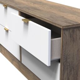 Nashville Ready Assembled Matt White & Oak 4 Drawer Wide Chest (H)521mm (W)1146mm (D)395mm - thumbnail 4