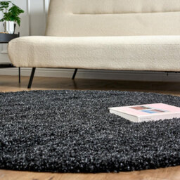 Bravich Anthracite Charcoal Grey Shaggy Rug 120Cm Circle (4') - thumbnail 4