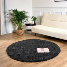 Bravich Anthracite Charcoal Grey Shaggy Rug 120Cm Circle (4') - thumbnail 1