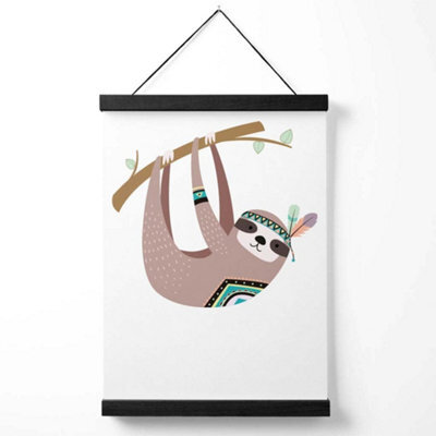 Artze Wall Art Sloth Tribal Animal Art Print With Black Frame Size: A4 - image 1