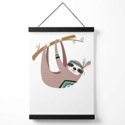 Artze Wall Art Sloth Tribal Animal Art Print With Black Frame Size: A4 - thumbnail 1