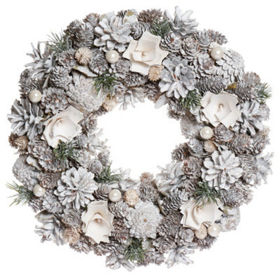 Dibor Traditional White Front Door Autumn Wreath Winter Spring Wreath 33Cm - image 1