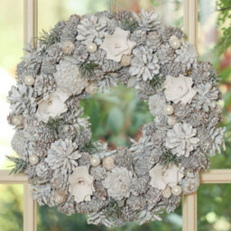 Dibor Traditional White Front Door Autumn Wreath Winter Spring Wreath 33Cm - thumbnail 3