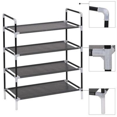 Walplus Shoe Rack With 4 Shelves Metal And Non-Woven Fabric Black - image 1