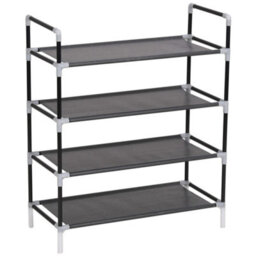 Walplus Shoe Rack With 4 Shelves Metal And Non-Woven Fabric Black - thumbnail 3