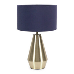 Valuelights Jax Gold Metal Touch Dimmer Table Lamp With Navy Blue Drum Shade - Led Bulb Included