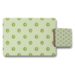 Benjamin Tate Design Designer Placemat Coaster Set Green Dot Pattern With Wood Base And Limited Edition - thumbnail 1