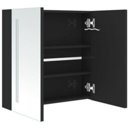 Berkfield Stylish Led Bathroom Mirror Cabinet Shining Black 62X14X60 Cm - thumbnail 5