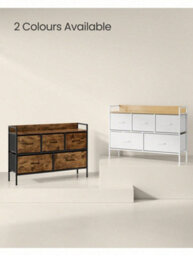 LEDREM Chest Of Drawers, Dresser, Bedroom Furniture, Metal Frame, Storage Organiser Unit,5 Drawers, Modern, For Living Room, Hallway - thumbnail 6