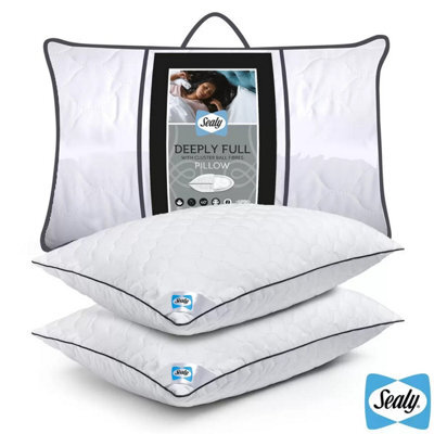Sealy Deeply Full Pillow 2 Pack - Medium Firm Support With Bouncy Dupont™ Fibres, Hypoallergenic, Cooling Cotton Cover - image 1