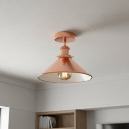 22Cm Vintage Conical Shade Flush Mount Ceiling Light Painted Finish E27 Holder For Bedroom, Living Room Rose Gold Without Bulb - thumbnail 4