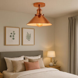 22Cm Vintage Conical Shade Flush Mount Ceiling Light Painted Finish E27 Holder For Bedroom, Living Room Rose Gold Without Bulb - thumbnail 2