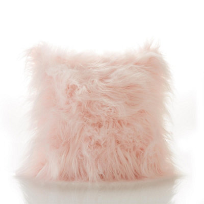 "Luxury Living Monglian Mohair 18"" Cushion. Long Fur Colour Pink" - image 1