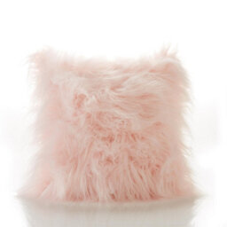 "Luxury Living Monglian Mohair 18"" Cushion. Long Fur Colour Pink" - thumbnail 1
