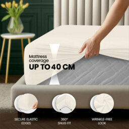 Aspire Homeware Cream Fitted Sheet 40 Cm Extra Deep Pocket Hypoallergenic Bed Sheet Microfiber (L)190Cm X (W)90Cm, Single - thumbnail 2