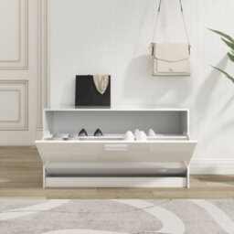 Berkfield Durable Shoe Bench High Gloss White 80X24X45 Cm Engineered Wood - thumbnail 3