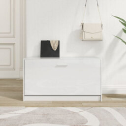 Berkfield Durable Shoe Bench High Gloss White 80X24X45 Cm Engineered Wood - thumbnail 2