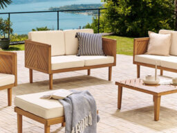 Beliani Garden Sofa 2 Seater Baratti Acacia Wood Brown - thumbnail 2