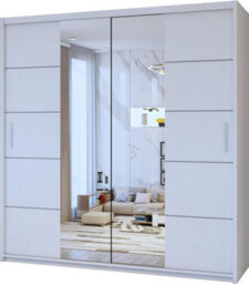 Sliding Wardrobes 4 u LTD Sliding Wardrobes 4U Eddin Modern Sliding Mirror Door Wardrobe In  White, Black & Grey Colors - White (W)2030mm, (H)2170mm - thumbnail 2