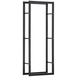 Homcom 150Cm Metal Firewood Log Holder Rack Elevated Design, Base Side Rails - thumbnail 2
