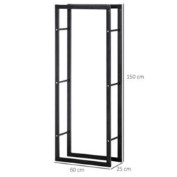 Homcom 150Cm Metal Firewood Log Holder Rack Elevated Design, Base Side Rails - thumbnail 3