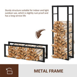 Homcom 150Cm Metal Firewood Log Holder Rack Elevated Design, Base Side Rails - thumbnail 6
