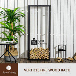 Homcom 150Cm Metal Firewood Log Holder Rack Elevated Design, Base Side Rails - thumbnail 4